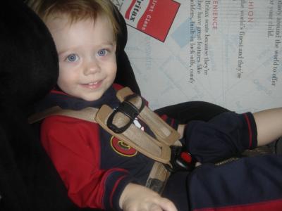 Peanut 20 months in the Britax Boulevard